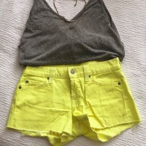 7 for all mankind neon yellow shorts 🌞🌞🌞